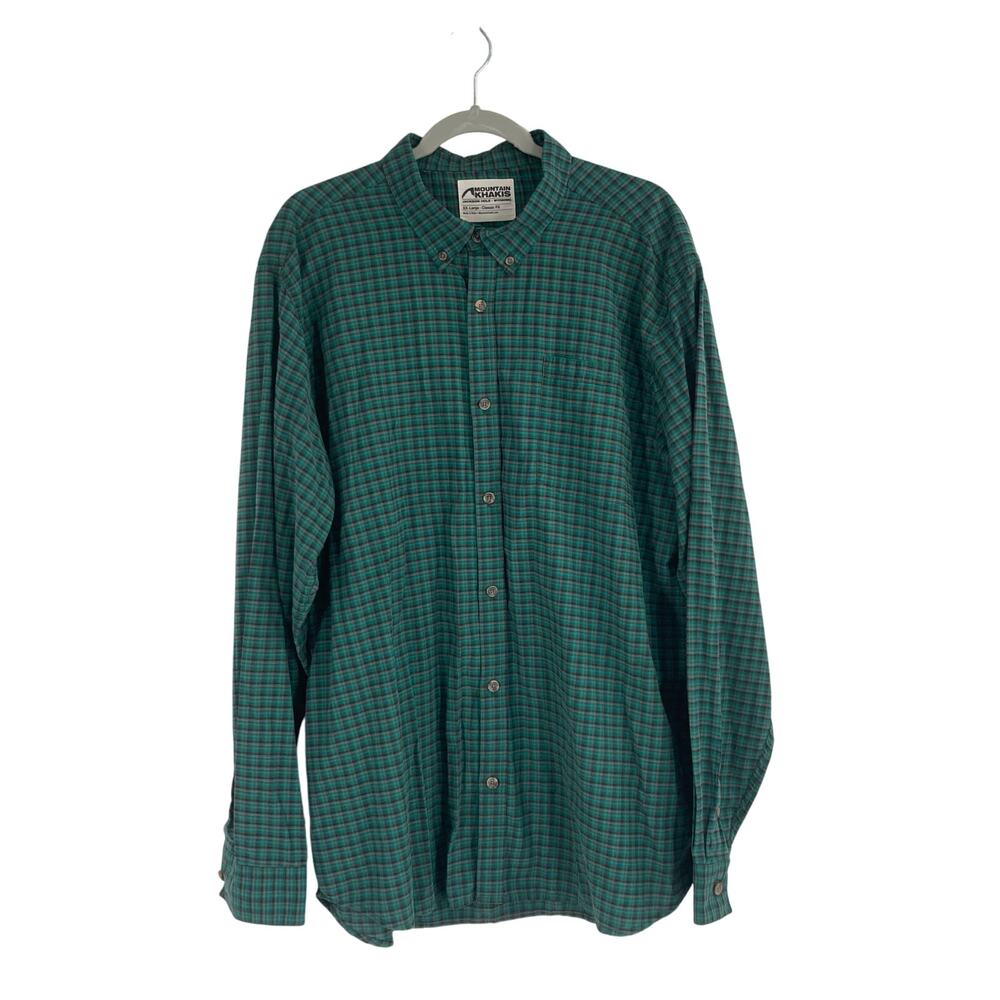 Mountain Khakis Classic Fit Green Orange Plaid Flannel Men’s XXL Casual